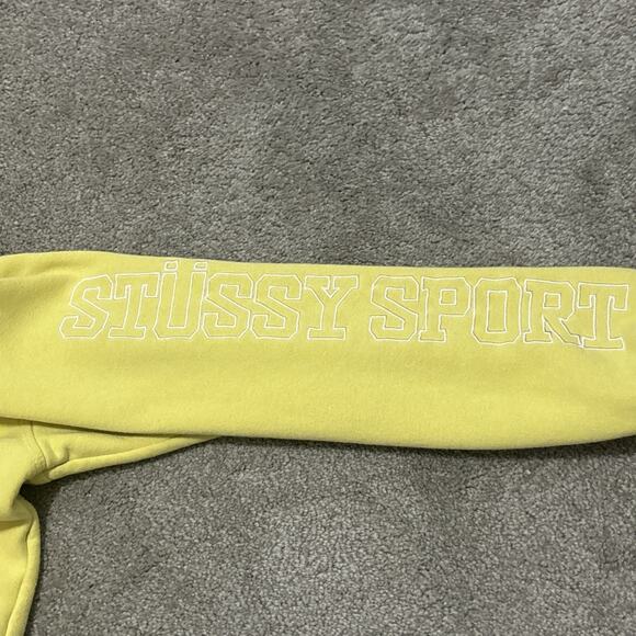 Vtg Stussy Hoodie Small Yellow Grunge Skater Y2K - Picture 3 of 7
